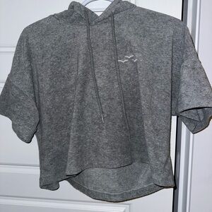 Grey lazy pants cropped hooded top